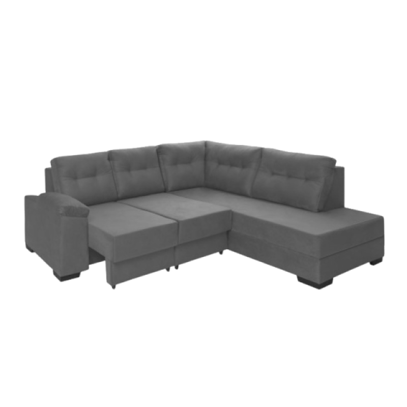 sofa de canto retratil holanda tecido suede pluma