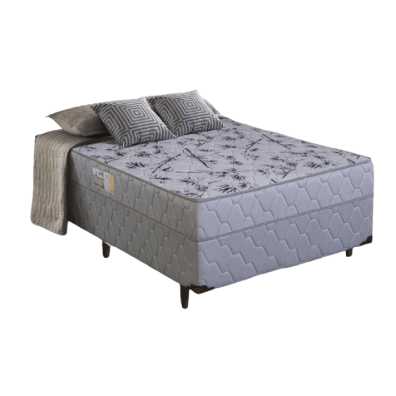 Cama Box D28 Holanda Casal Ortopédico 138x188x51 Cinza - Sofá Casa