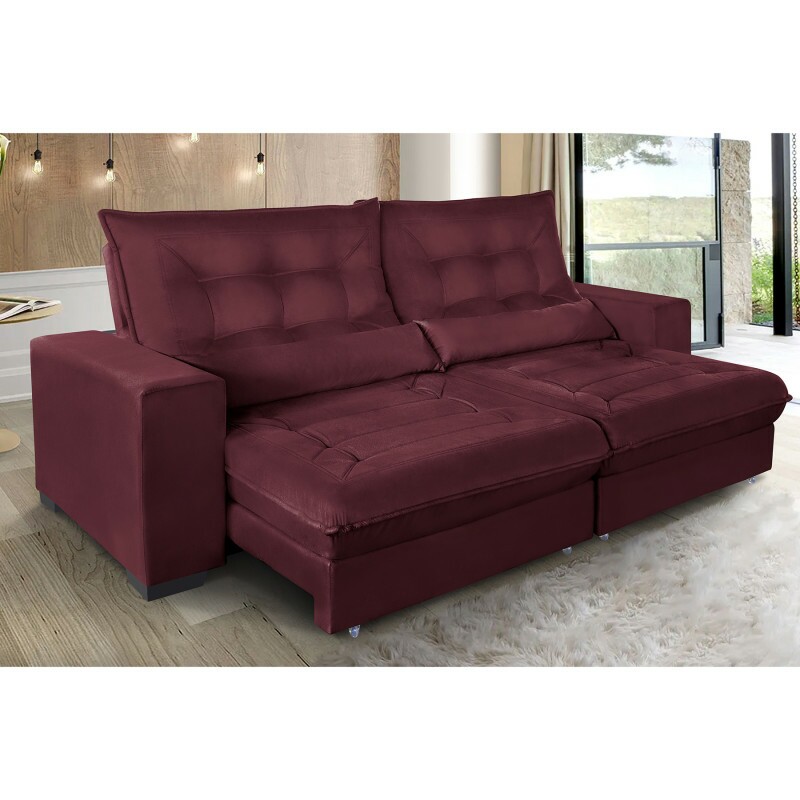 Sofá Retrátil Reclinável Miami 2,30m Suede c/ Molas ensacadas