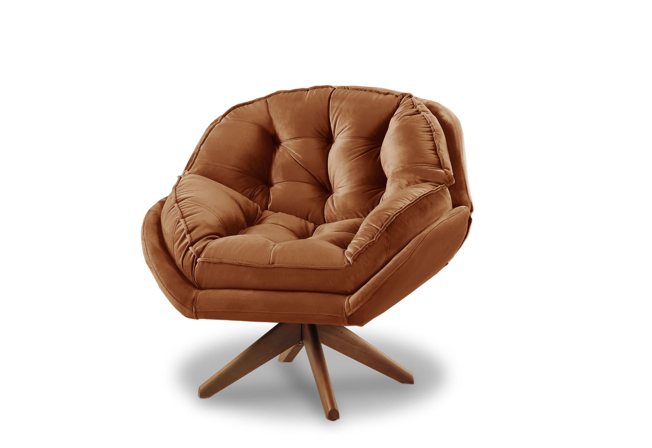 Poltrona Decorativa Califórnia base giratória Velusoft Terra Cota - Sofá Casa