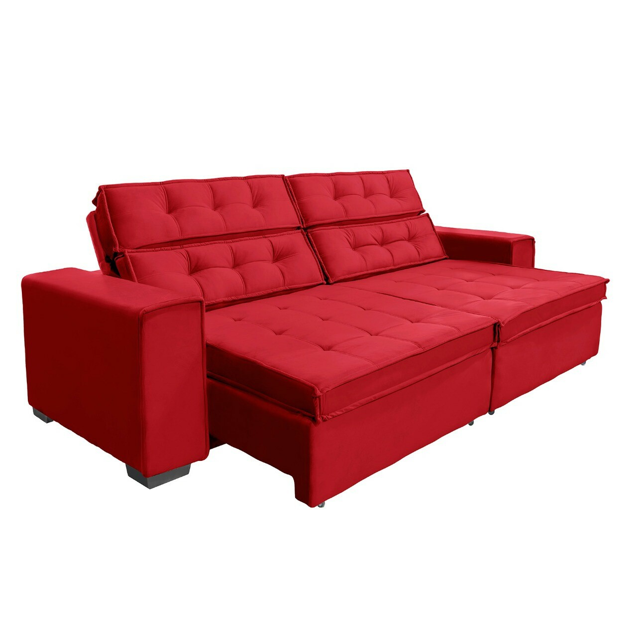 Sofá Vancouver Retrátil/Reclinável 3,10m Suede Velusoft vermelho c/mola