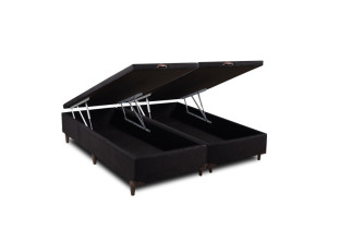 Base Box Baú Queen Preto Califórnia	