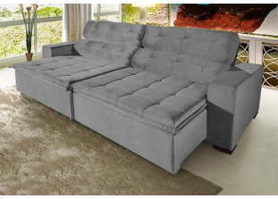 Sofá Retrátil e Reclinável Suede com Molas Helicoidais Magno