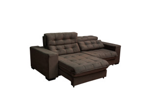 Sofá Retrátil e Reclinável Suede Super Pillow Top com Molas Ensacadas New Califórnia