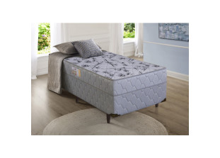 Cama Box Solteiro D28 Ortopédico Cinza Holanda