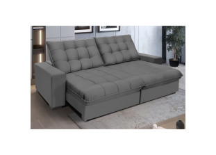 Sofá Retrátil e Reclinável Suede Super Pillow Top com Molas Ensacadas Califórnia