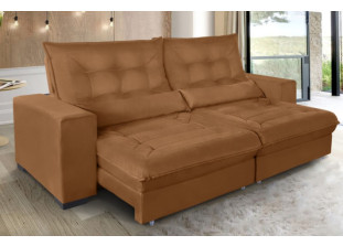 Sofá Retrátil e Reclinável Suede Super Pillow Top com Molas Ensacadas Miami 2,10 a 3,10m