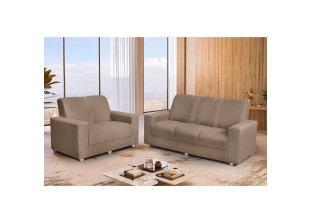 Conjunto Sofá 1,74 x 1,24m 3 e 2 Lugares Suede Roma
