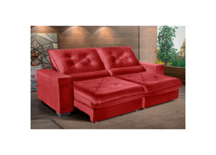 Sofá Retrátil e Reclinável Suede Super Pillow Top com Molas Ensacadas Cancún 