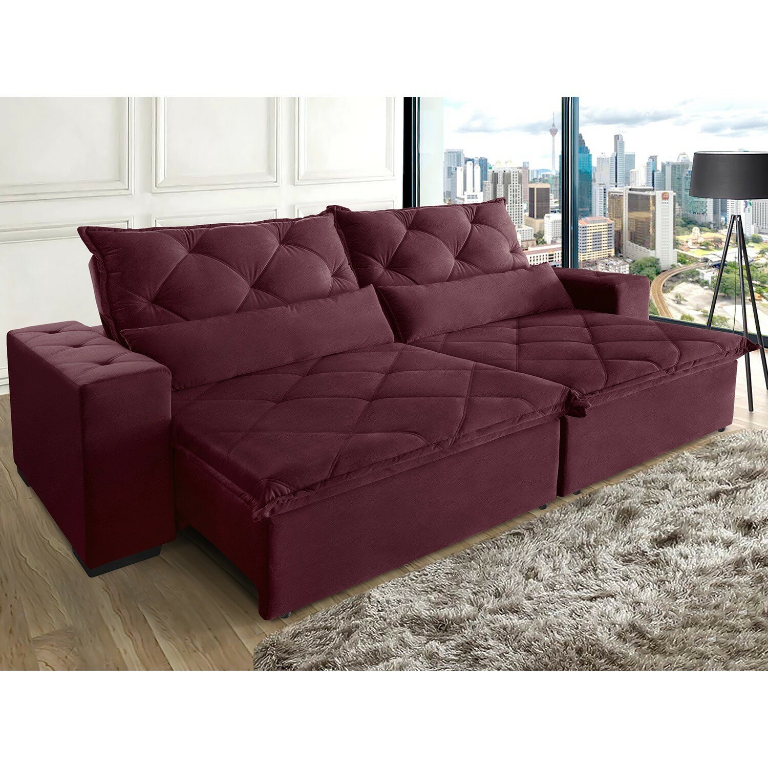 sofá Lisboa retrátil e reclinável 3,10m