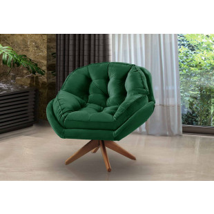 Poltrona decorativa Califórnia 01 Lugar com Pillow Top e Pés Palito de Madeira com base giratória velusoft verde- Sofá Casa