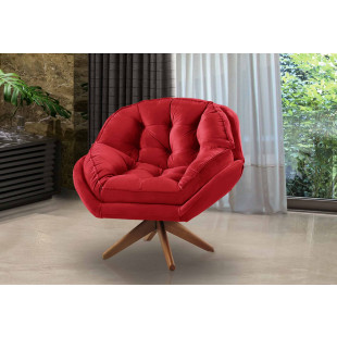 Poltrona decorativa Califórnia 01 Lugar com Pillow Top e Pés Palito de Madeira com base giratória Velustf vermelho- Sofá Casa