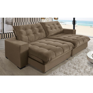 Sofá Retrátil Reclinável 4 Lugares Califórnia 2,30m Suede Castor Super Pillow Top c/ Molas Ensacadas - Sofá Casa