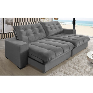 Sofá Califórnia 210 suede vegetalle cinza
