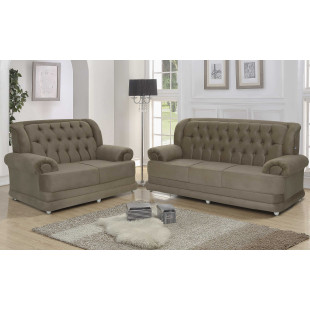 sofá Finlândia 3 e 2 lugares suede vegetalle castor  