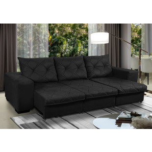 Sofá Retrátil Reclinável 4 Lugares Bali 2,30 Suede Preto c/ Molas - Sofá Casa
