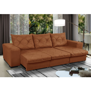 Sofá Retrátil Reclinável 4 Lugares Bali 2,30m Suede Terra Cota c/ Molas - Sofá Casa