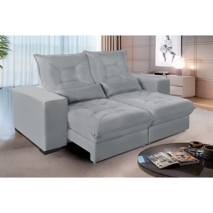 Sofá Retrátil Reclinável Miami 2,10m Suede Cinza c/ Molas ensacadas - Sofá Casa