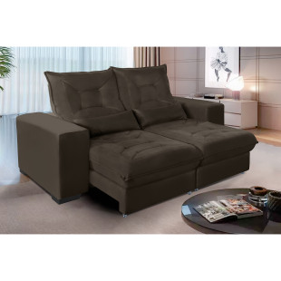 Sofá Retrátil Reclinável Miami 1,80m Suede Marrom c/ Molas ensacadas - Sofá Casa