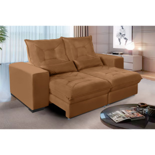 Sofá Retrátil Reclinável Miami 2,10m Suede Terracota c/ Molas ensacadas - Sofá Casa