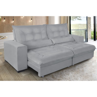 Sofá Retrátil Reclinável Miami 2,30m Suede Cinza c/ Molas ensacadas - Sofá Casa