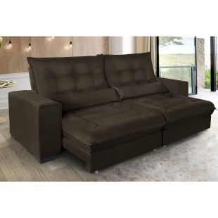 Sofá Retrátil Reclinável Miami 2,90m Suede Marrom c/ Molas ensacadas - Sofá Casa