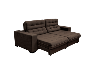 Sofá Retrátil e Reclinável Suede Super Pillow Top com Molas Ensacadas New Califórnia