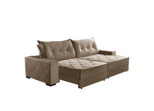 Sofá Retrátil e Reclinável Suede Super Pillow Top com Molas Ensacadas Hollywood