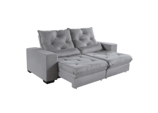 Sofá Retrátil e Reclinável Suede Super Pillow Top com Molas Ensacadas Isis 2,10 a 3,10m