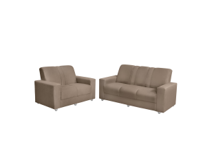 Conjunto Sofá 1,74 x 1,24m 3 e 2 Lugares Suede Roma