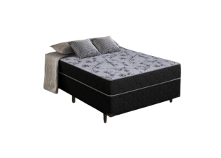 Cama Box Casal com Molas Ensacadas Preto e Cinza Suíça