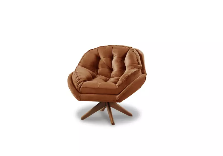 Poltrona Decorativa Base Giratória Velusoft Terra Cota Califórnia 