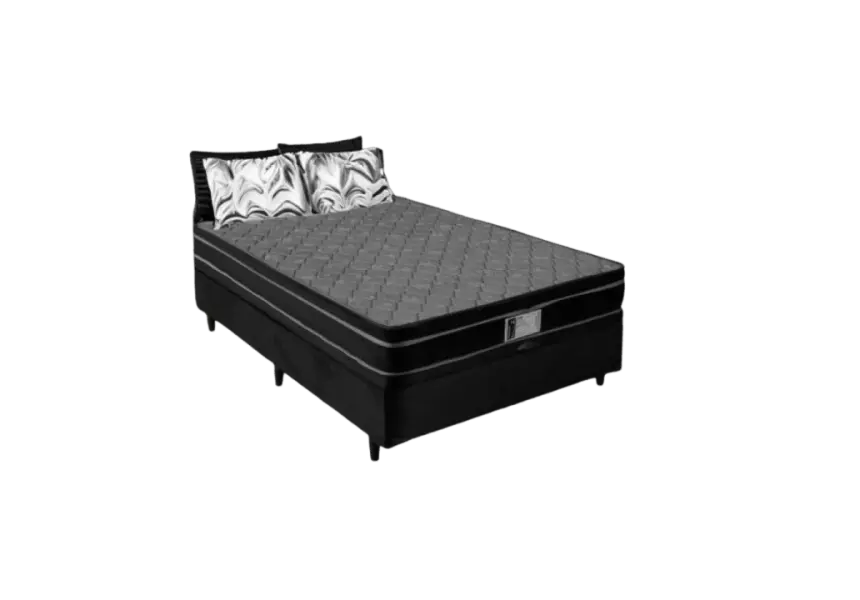 Cama Box Baú Casal com Colchão de Molas Ensacadas Preto e Cinza