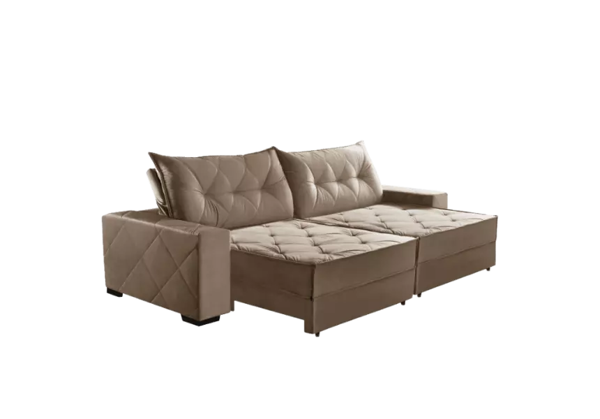 Sofá Retrátil e Reclinável Suede Super Pillow Top com Molas Ensacadas Hollywood