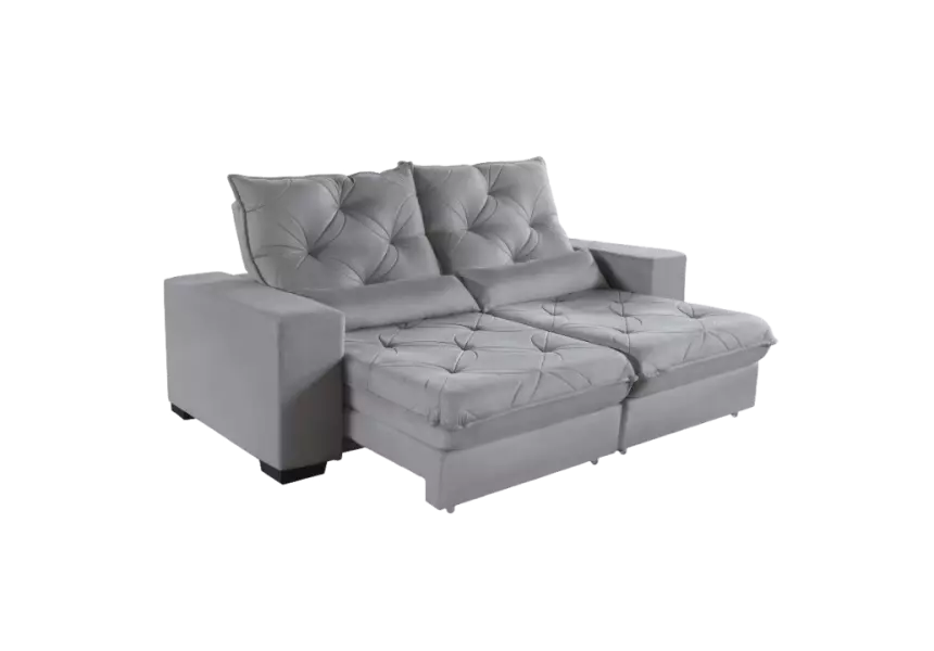Sofá Retrátil e Reclinável Suede Super Pillow Top com Molas Ensacadas Isis 2,10 a 3,10m