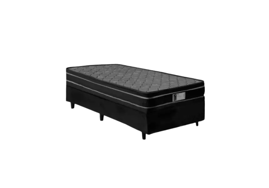 Cama Box Baú Solteiro com Colchão de Molas Ensacadas Preto 
