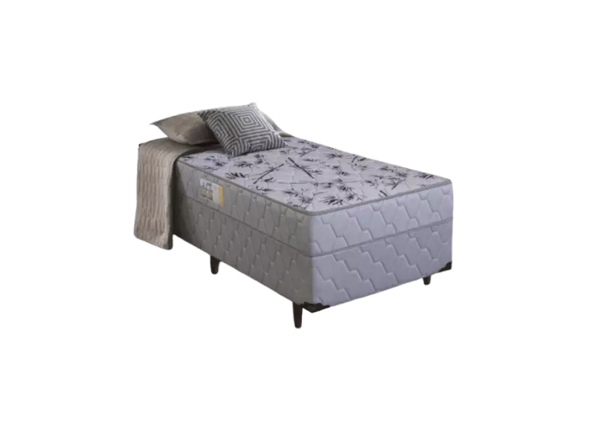 Cama Box Solteiro D28 Ortopédico Cinza Holanda