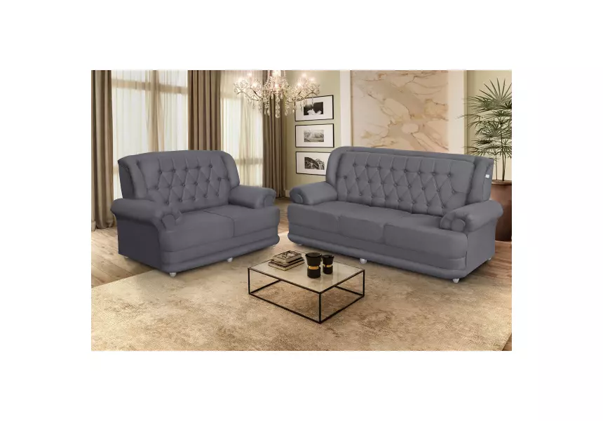 Conjunto de Sofá 2,00 x 1,50m 3 E 2 Lugares Suede Filadélfia Cinza