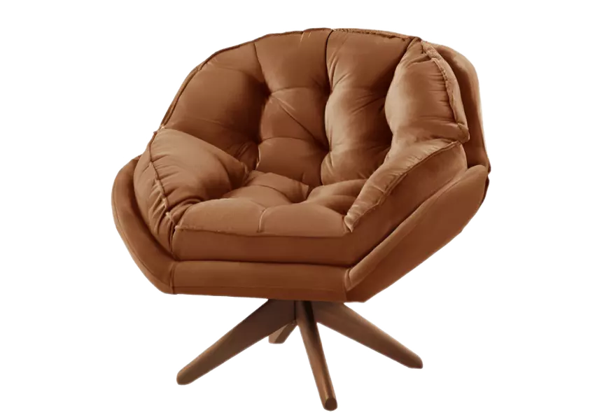 Poltrona Decorativa Base Giratória Veludo Califórnia