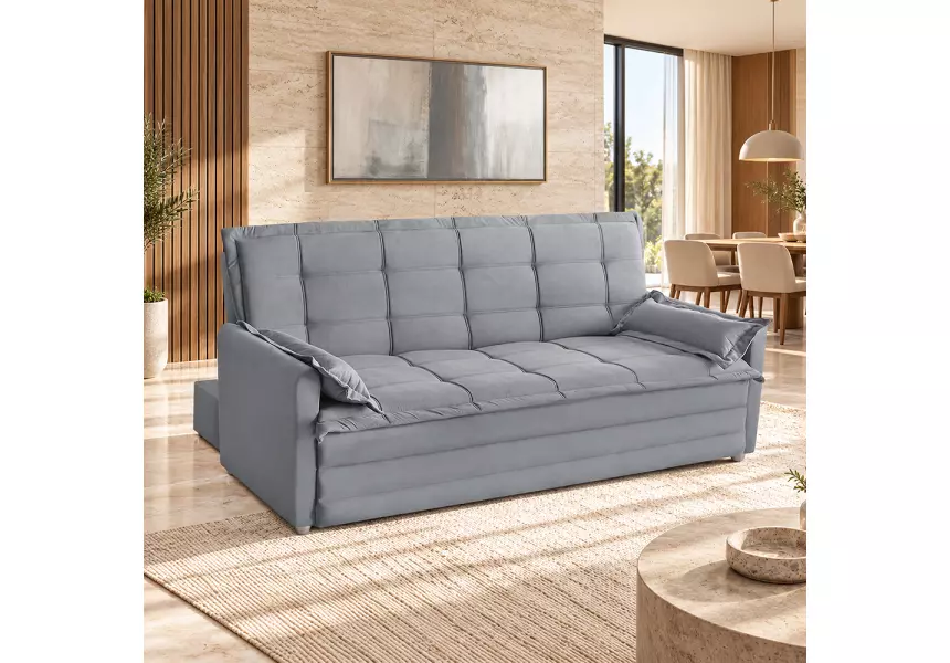 Sofá Cama 2,00m 3 Lugares Suede Vienna
