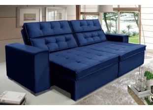 Sofá Retrátil e Reclinável Suede com Molas Helicoidais Vancouver