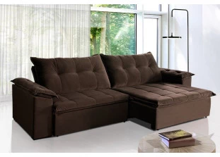 Sofá Retrátil e Reclinável Suede com Molas Helicoidais Soberano