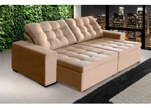 Sofá Retrátil e Reclinável Suede com Molas Helicoidais Tunísia