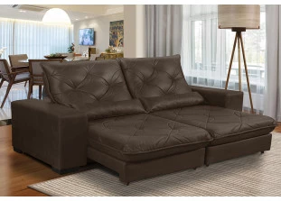 Sofá Retrátil e Reclinável Nobuck Super Pillow Top com Molas Ensacadas Isis