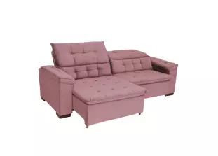 Sofá Retrátil e Reclinável 2,44m Suede Molas Helicoidais Arezzo 