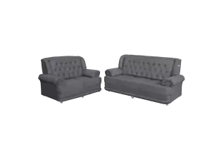 Conjunto de Sofá 2,00 x 1,50m 3 E 2 Lugares Suede Filadélfia Cinza