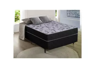 Cama Box Casal com Molas Ensacadas Preto e Cinza Suíça