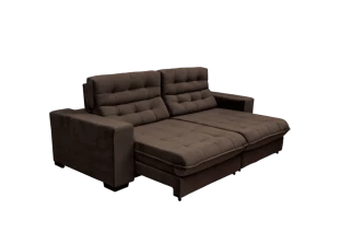 Sofá Retrátil e Reclinável Suede Super Pillow Top com Molas Ensacadas New Califórnia