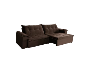 Sofá Retrátil e Reclinável Suede com Molas Helicoidais Soberano