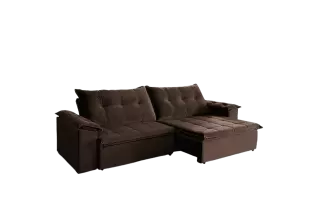 Sofá Retrátil e Reclinável Suede com Molas Helicoidais Soberano